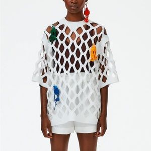 Tibi fishnet macrame shirt
